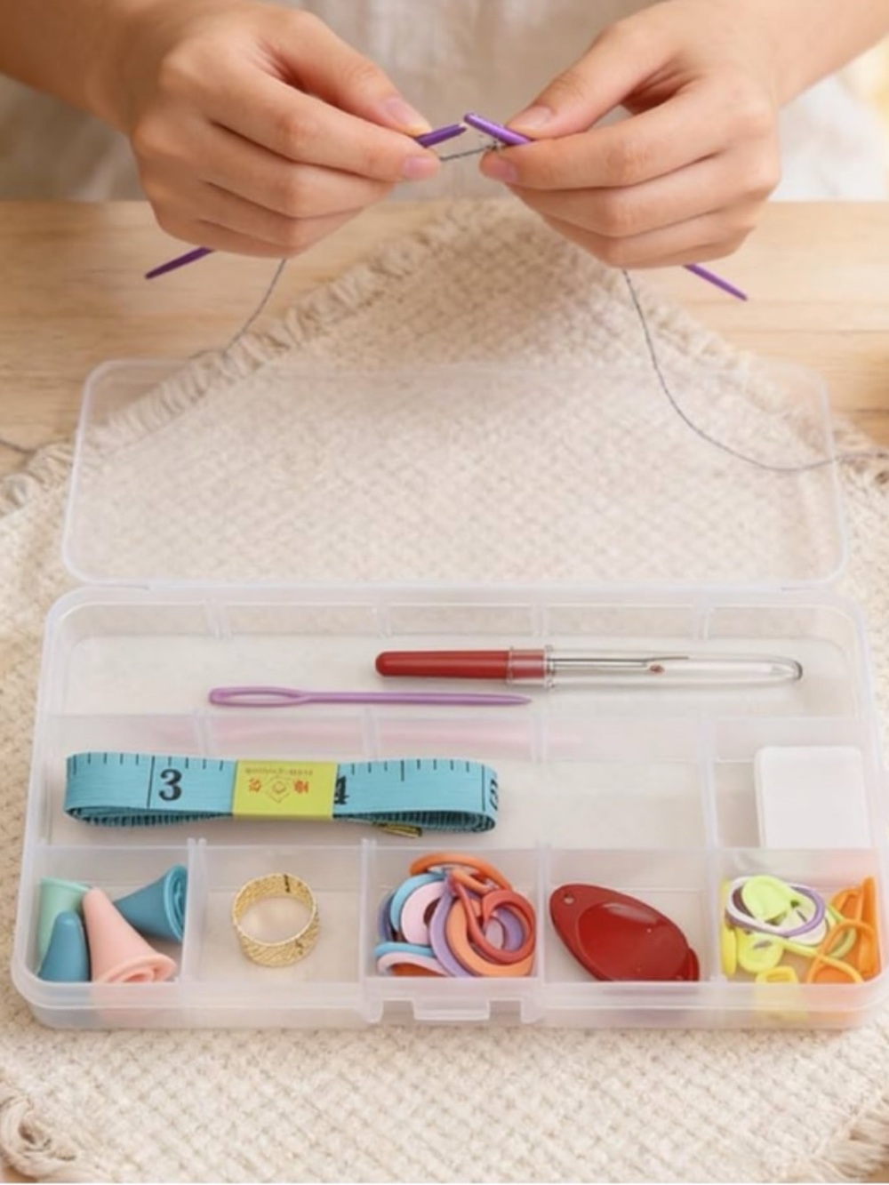 💞 New Knitting & Crochet Notions Kit with Measuring Tape & Stitch Markers